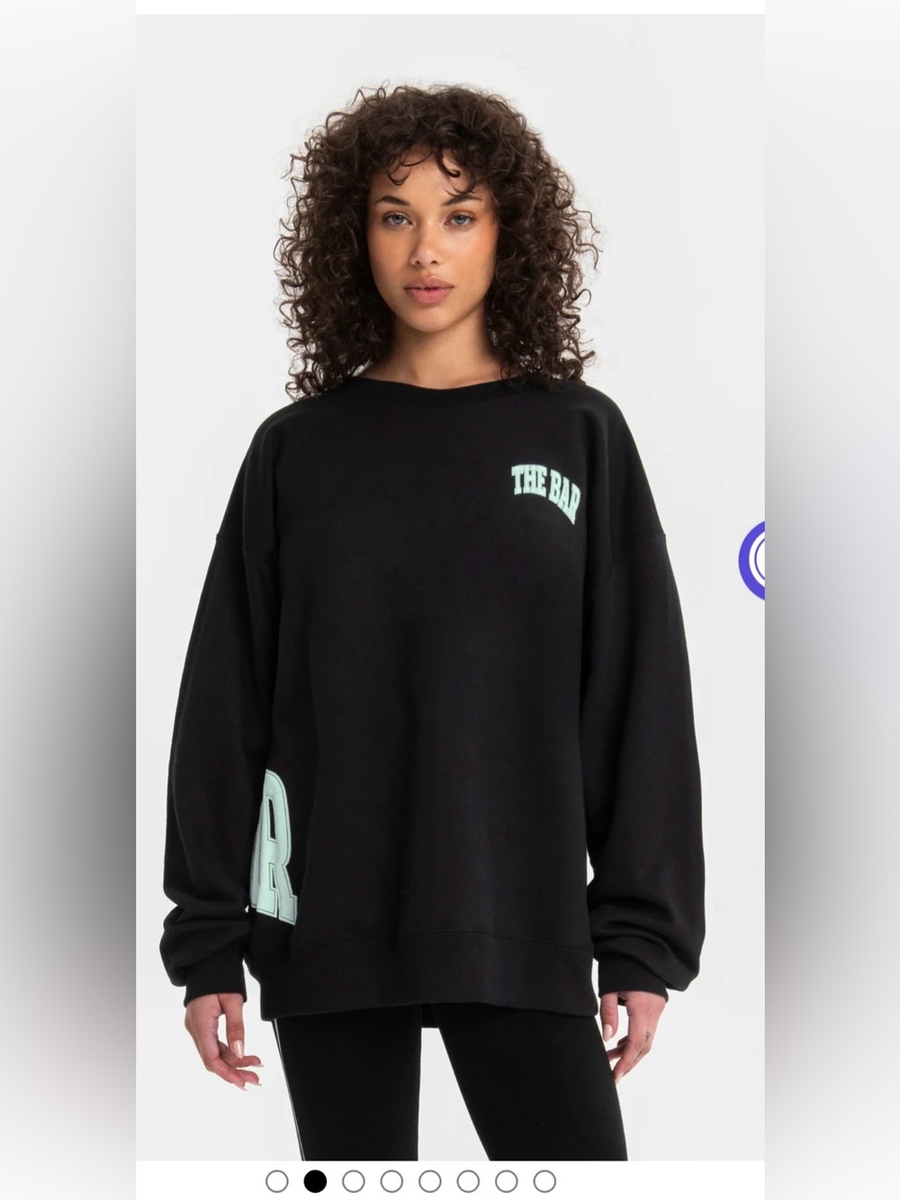 THE BAR VARSITY WRAPPED SWEATSHIRT BLACK/MINT MEDIUM